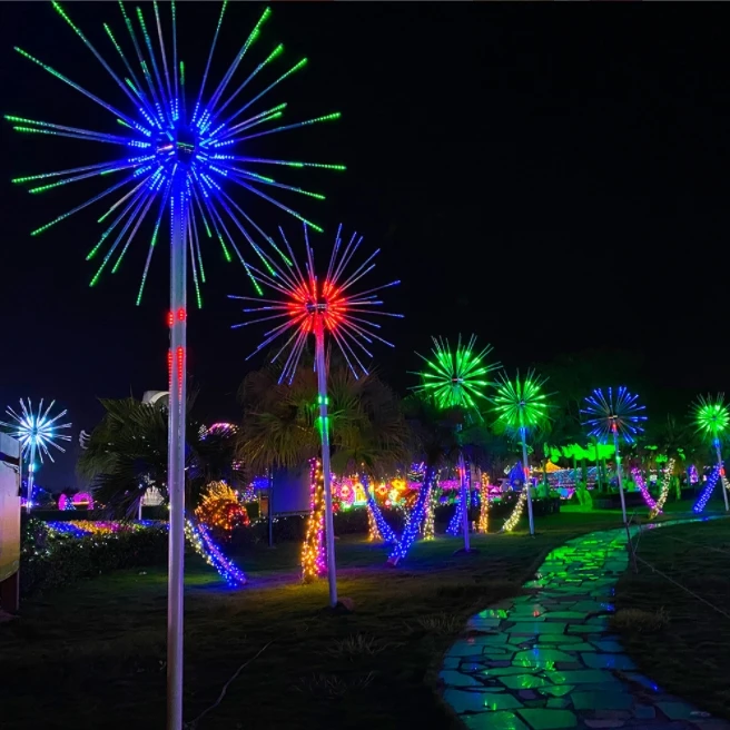 Customization LED Firework Light Waterproof IP65 Outdoor Landscape Dynamic Animate Effect Garden Street Backyard Decoration
