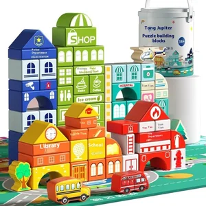 Montessori Inspired ABS Building Blocks for Children Aged 3-6 Assembled Stacked Music Puzzle Street View Toys for Kindergarten