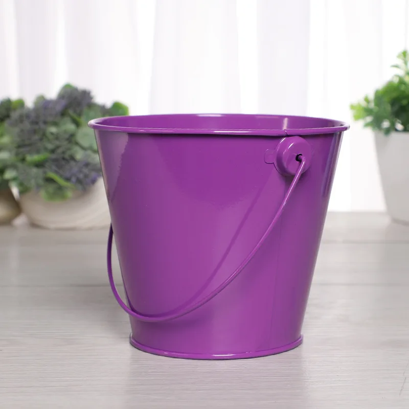 New Arrival Mini Tin Bucket for Plant Flower Pot Metal Bucket for Plant Flower Pot Egg Hunt Solid Small Easter Basket