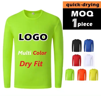 Sublimation Blank Embroidery Print Men Women Custom Logo Plain Polyester Round Neck Quick-drying Long Sleeve Tee T Shirt For Men