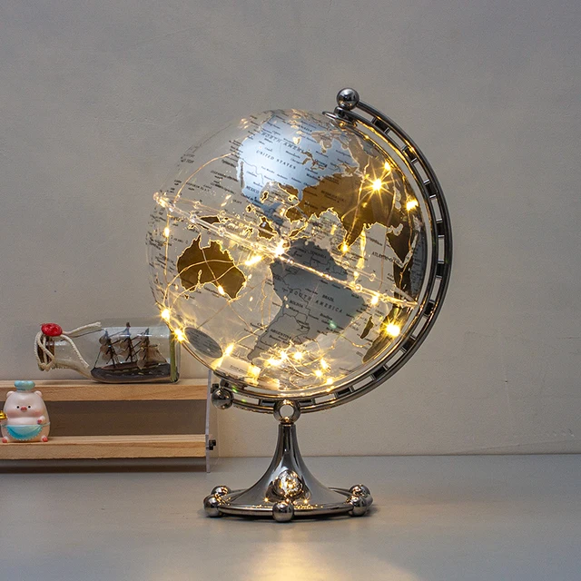 Wellfun Non-Tip Base  White Lamp Gift World  13cm Night Light LED Decor Novelty Gifts Globe Earth Globe Map