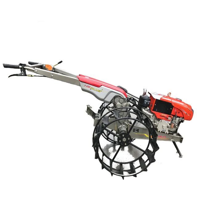 Factory Price Long Handle Big Chasis 14 hp Walking Tractor with Double Plow