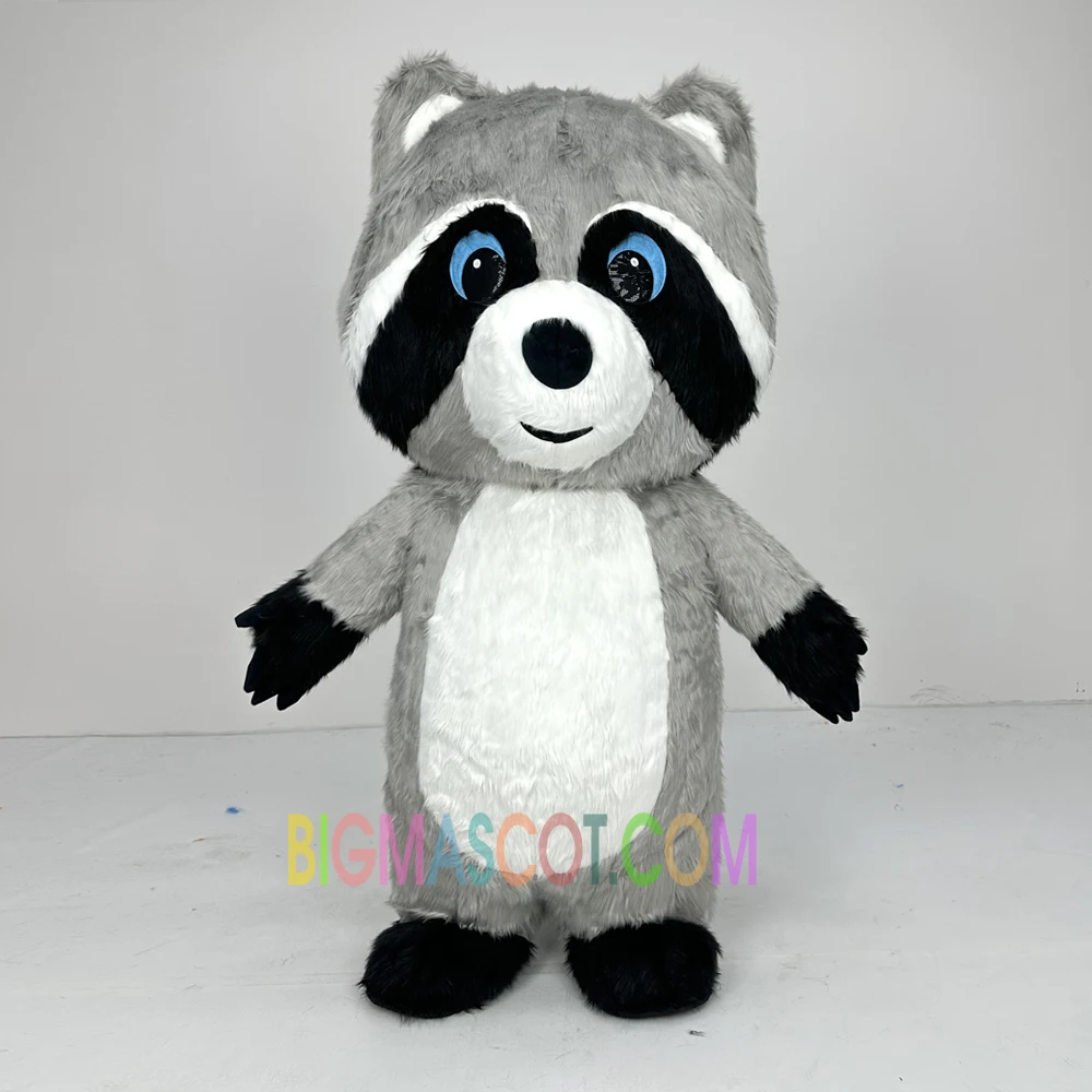 オレンジ色のリアルな大人用ぬいぐるみアライグマのマスコット