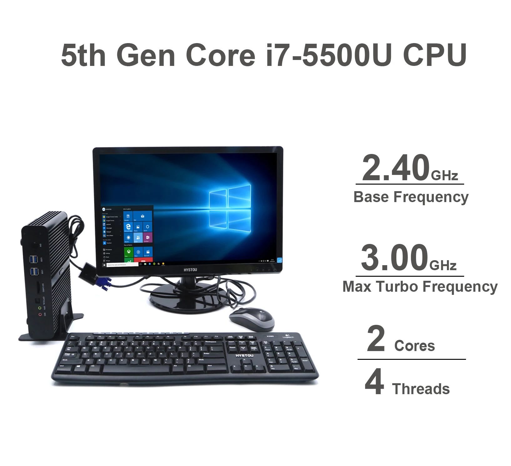 HYSTOU Factory Price Mini Pc I7 Fanless Computer 10Th Cpu 10510U Dp Hd Barebone Minipc