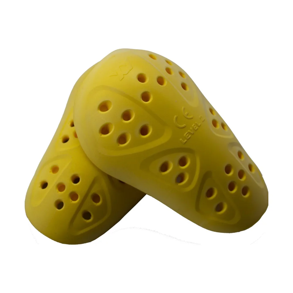 CE En1621 Approved Yellow Embossed Adult PU Armor Thin Motorcycle Knee Pads Soft Protective Replacement Apparel