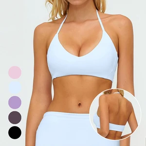 Hot Sale New Design Printed Yoga Bra Halter Strap Breathable High Support Gym Running Workout Fitness Active Wear