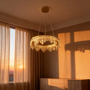 JACKSUN Golden Crystal Chandelier Luxury Living Room Pendant Lamp for Home Decoration Dining Bedroom Chandelier