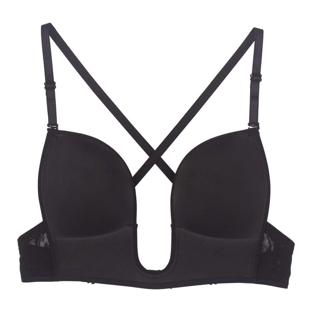 XB095 Convertible Revealling Cross Back Comfortable Plunge  Bra for Deep V Dress