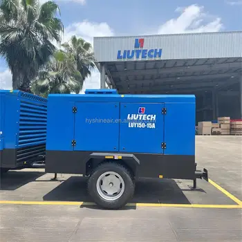 LIUTECH LUY150-15 Mobile Diesel Engine Screw Air Compressor 15bar 220psi 15m³/min 530cfm for Mining Sandblasting Drilling