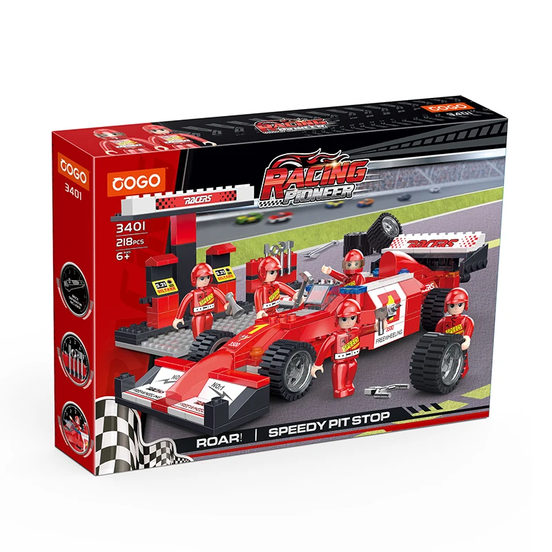 COGO 218 PCS Pullback Creative DIY Brick Model Play Set Racing Cars Plastic Educational Building Blocks Car Toys for Kids