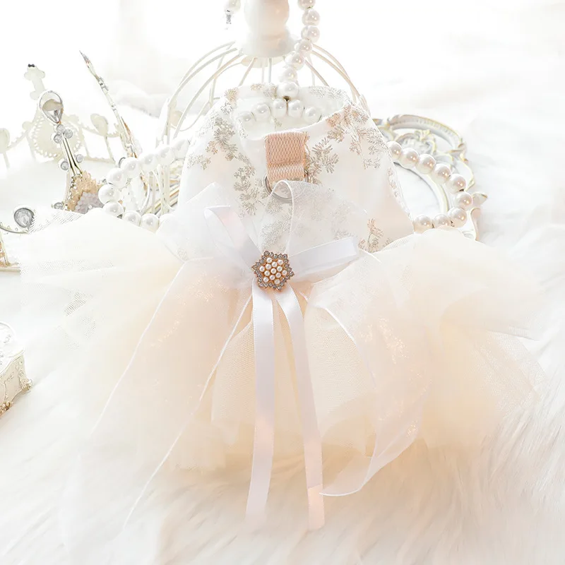 Puppy Clothes Spring And Summer Small Dog Thin Cat Wedding Dress Dog Puffy Star Dress