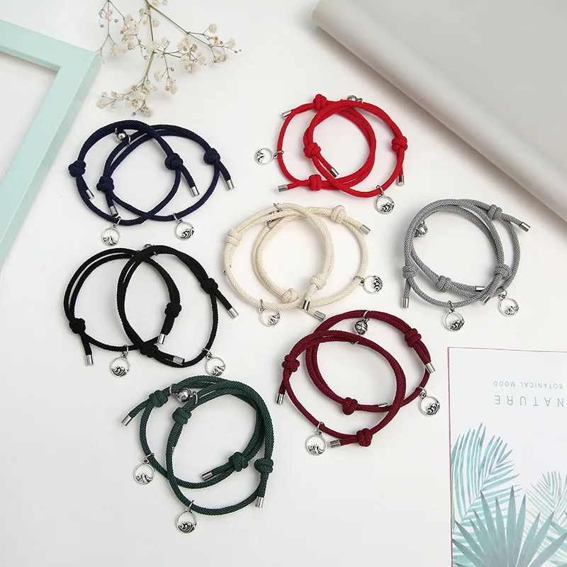 Q685 Valentine Day Magnetic Couples Bracelets 2Pcs Set Rope  display picture 3