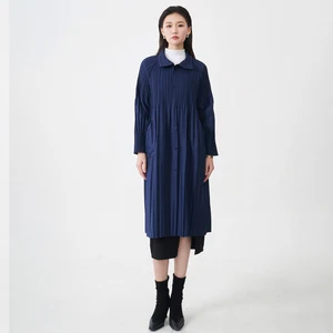 Miyake Pleated Windbreaker 2025 Autumn and Winter Solid Color Lapel Loose Temperament Coat Jacket Ladies Elegant Coat