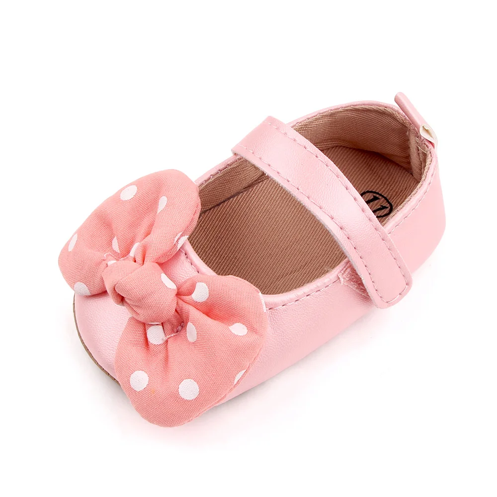 Wholesale Spring Autumn Baby Princess Shoes Girls Polka Dot Bow-knot Walking Toddler Shoes 2025 details