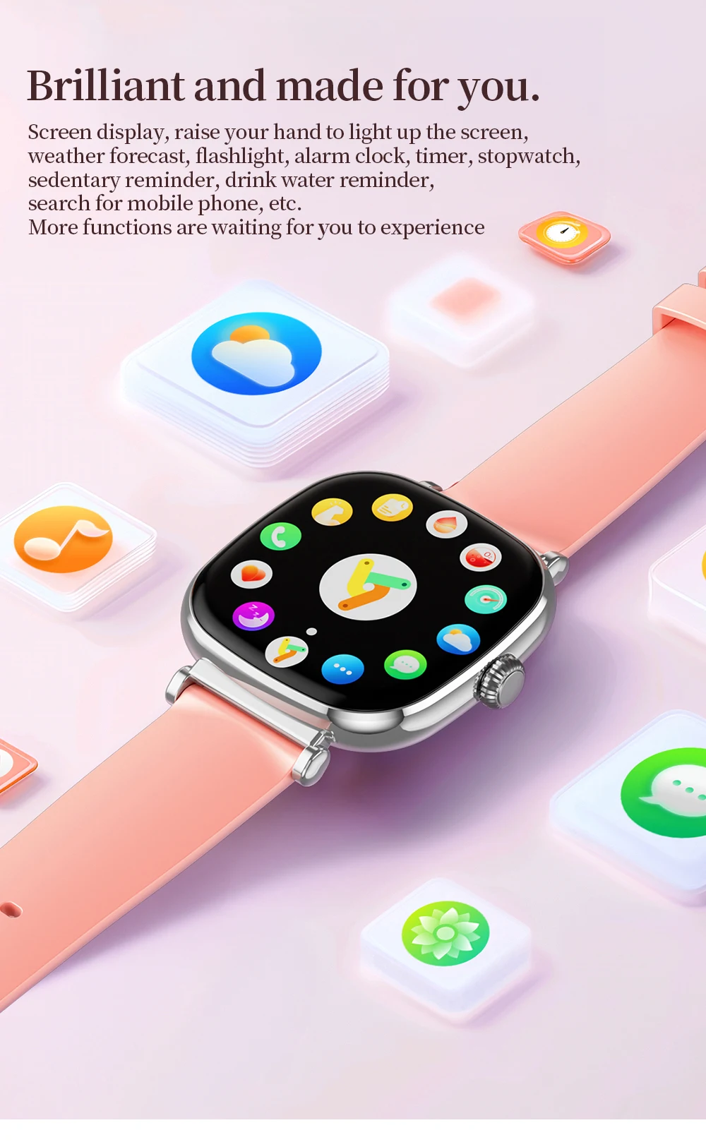  Women Health Smartwatch KW269B 1.7inch Amoled Screen BT Call Heart Rate Lady Fashion Smart Watch