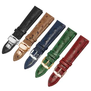 New Genuine Leather Watch Bands Accessories Ostrich Pattern Soft Universal Luxury Leather Watch Strap Blue Leather Watch Strap