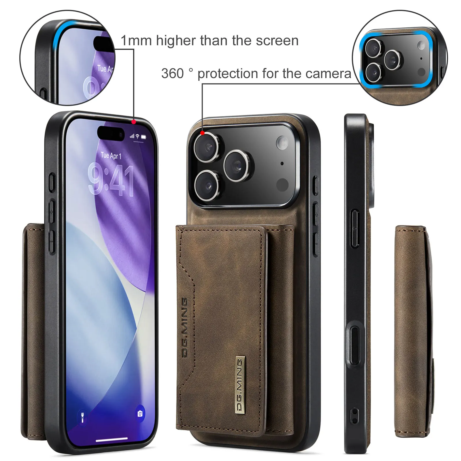 Étui portefeuille en cuir PU pour iPhone 13 Mini (5,4"), fermeture