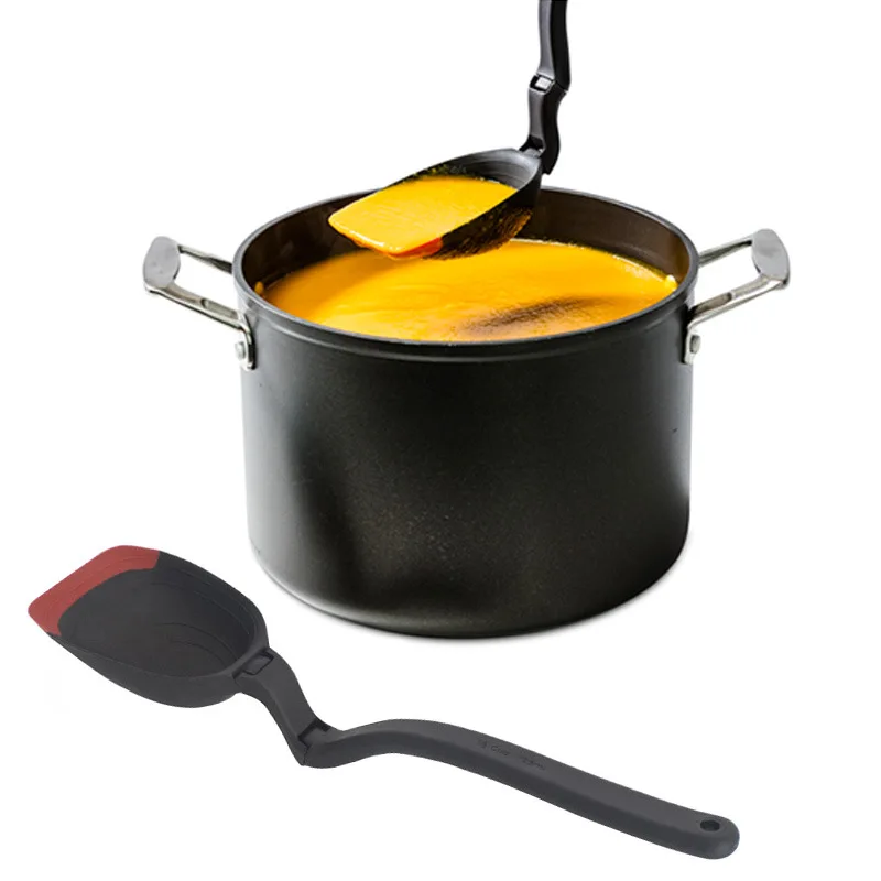 360 Degree Rotation Non-scratching Pan Large Silicone Soup Ladle Spoon Silicone Ladle for Cooking or Serving Big Batches of Soup