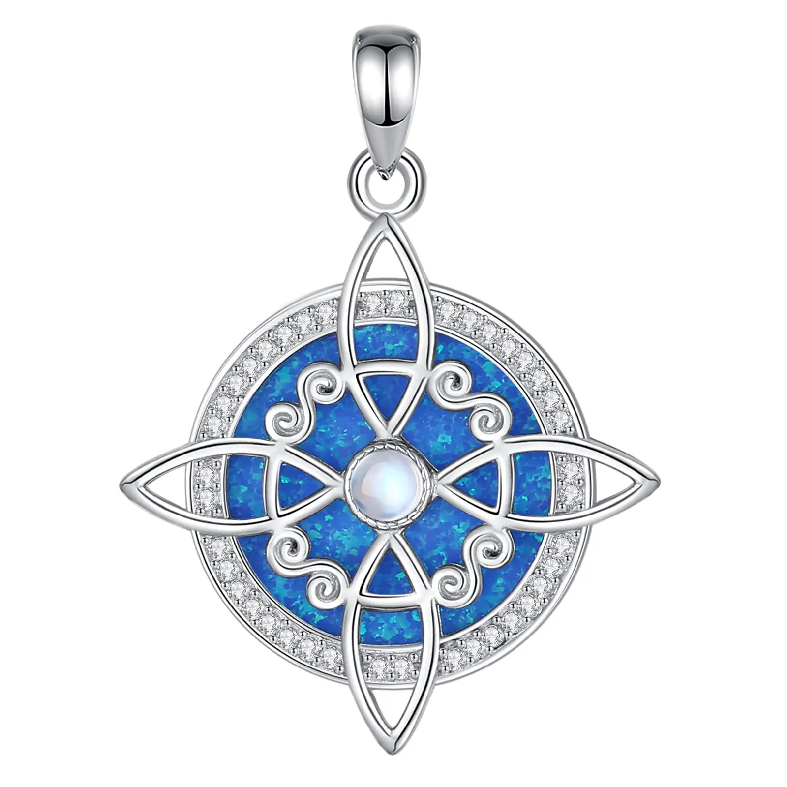 Merryshine 925 Sterling Silver Blue Opal Witches Knot