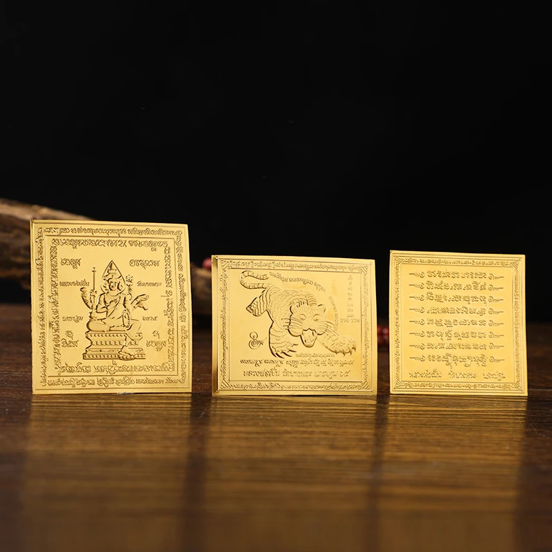 Wholesale Metal Copper Textured Thailand Scripture Buddha Tiger