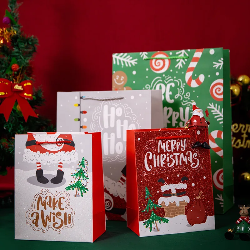 Christmas Gift Paper Bags With Handle Boys And Girls Christmas Candy ...