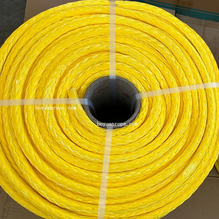 Hot Sales High Strength 12-Strand Plastics UHMWPE Rope HMPE Mooring Rope With Yellow Orange Colour  for Ship Towing Marine