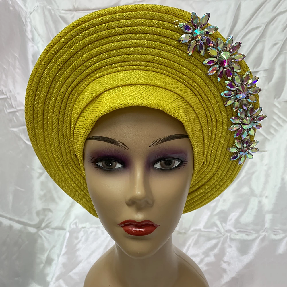 Orange Auto gele,Nigerian traditional marriage,Engagement,Gele,Turban,Head wrap, Head gear,Ashoke head wrap,bridesmaids store Wedding head wrap.