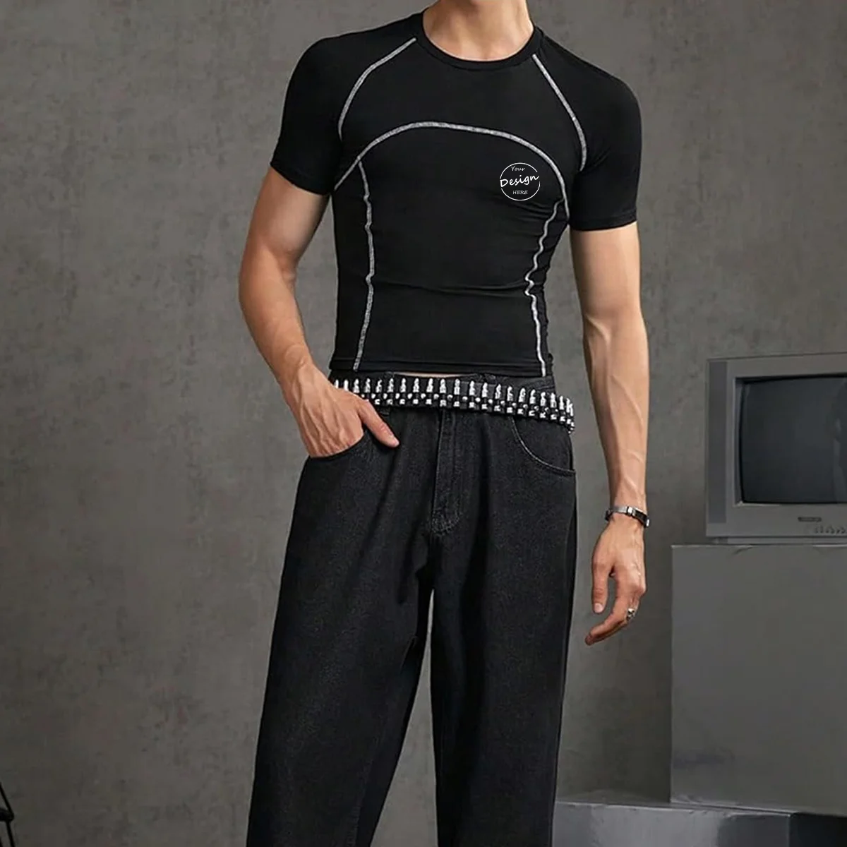 JL1119C Men’s Quick Dry Fitness Training Top Tee GYM Tshirt Short Sleeve Compression Workout T Shirts for Men