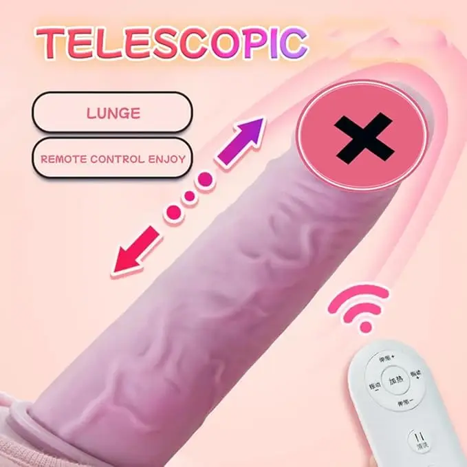 2 in 1 Stuffed Animal, Remote Control 3 Speed 9 Vibration Frequency Heating Function Automatic Thrusting Plush Dildo for Women