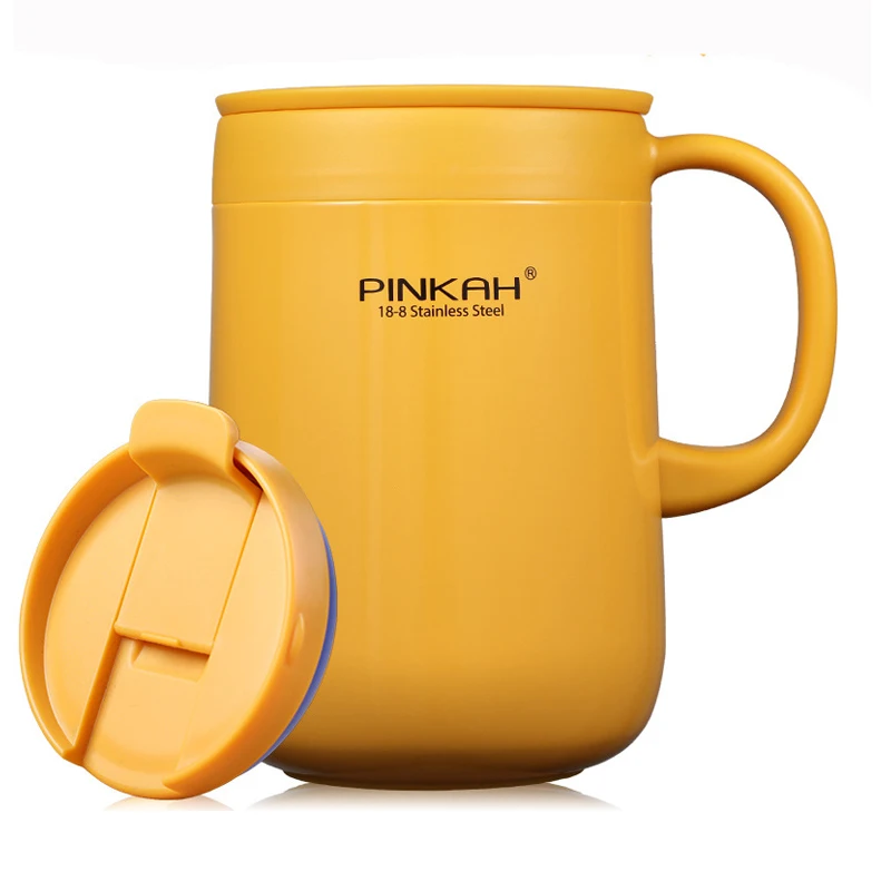 PINKAH Stainless Steel Insulated Coffee Mug with Handle and Lid 17oz Double  Wall Vacuum Travel Cup with Your Own logo