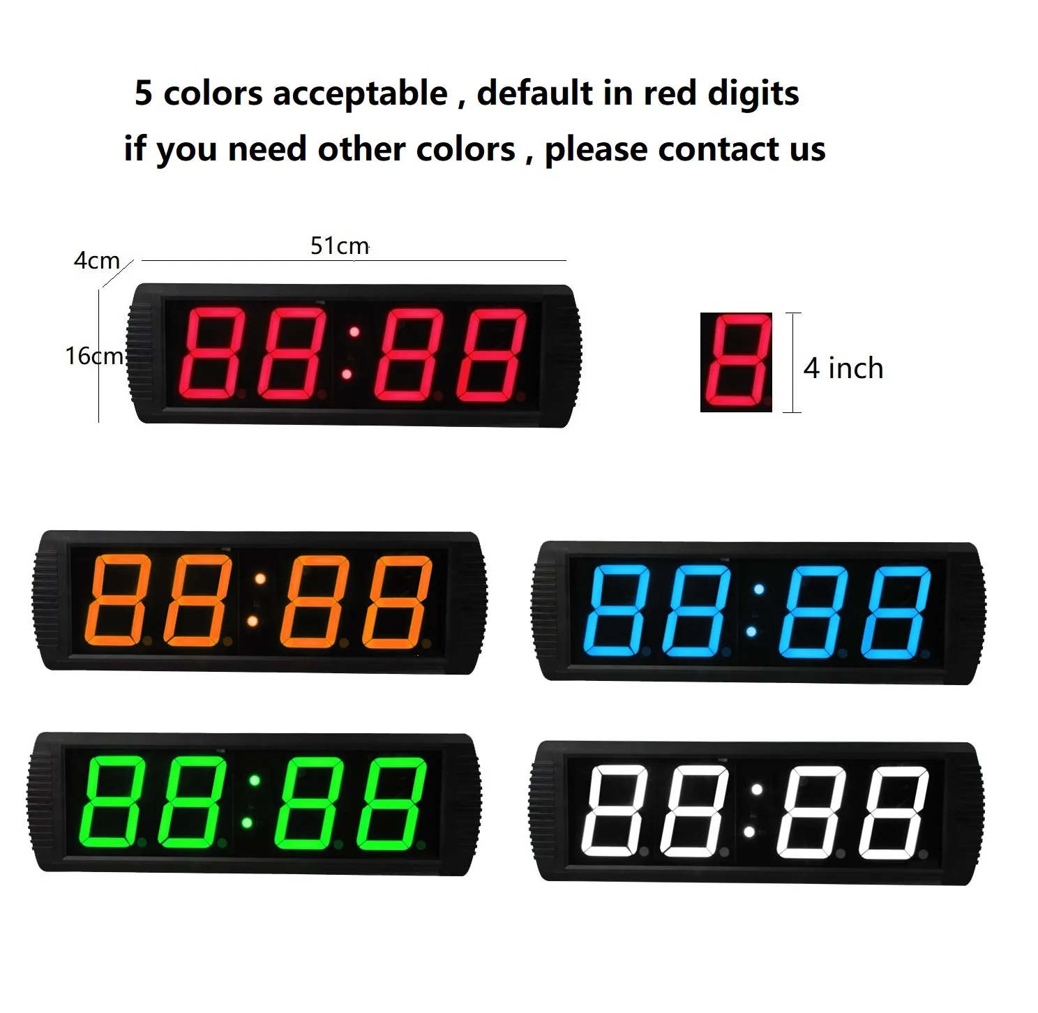 Wall Mounted 4'' Digital Led Countdown Timer Display For Indoor Use