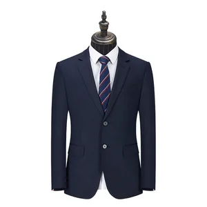 Men's Navy Blue Dress Suit Luxury Tailored Single Breasted Jacket High Quality Breathable Business Formal Wear Customizable