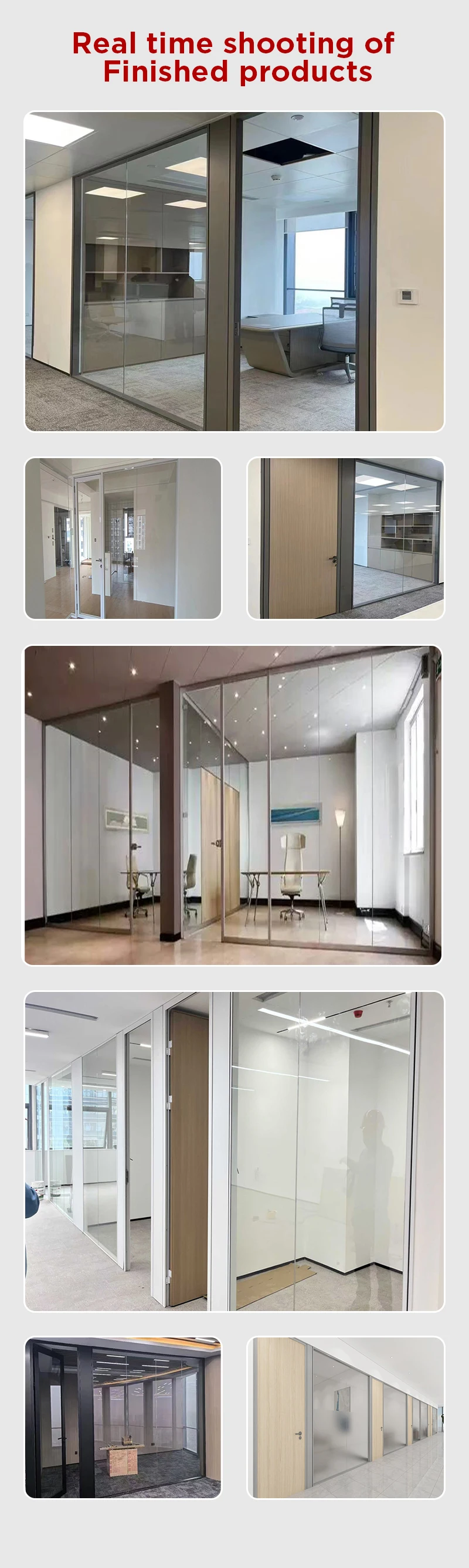 product 84mm aluminum frame steel keel panoramic side single glass partition for luxury residential lobbies upscale hotel suites-7