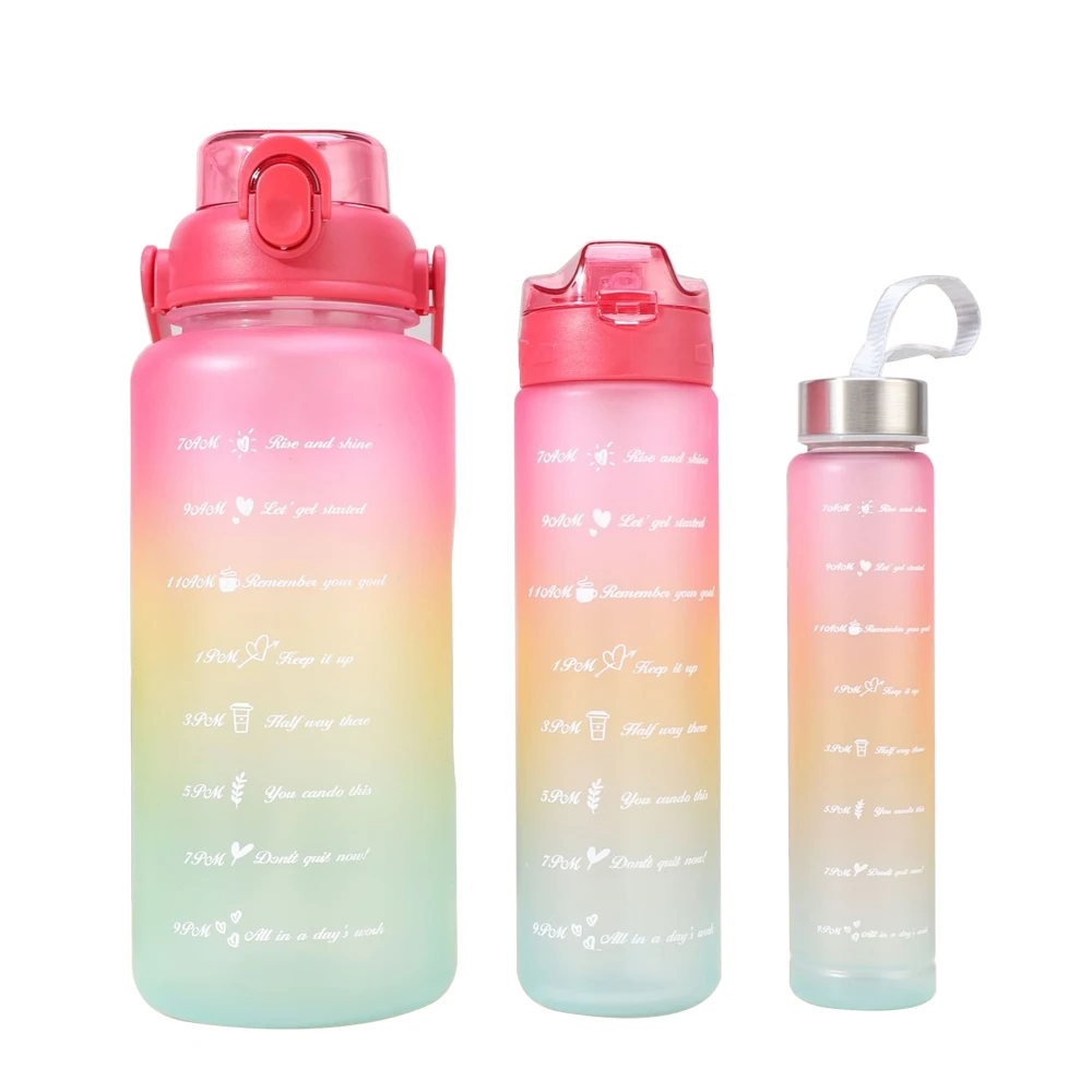 Motivational Water Jug Gym Water Bottle Set 3 in 1Water Bottle Set