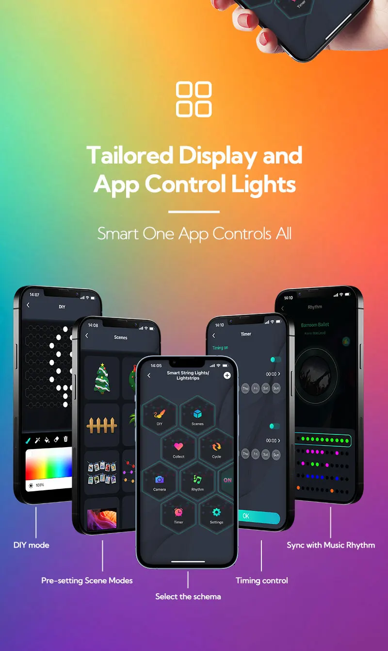 Remote Control Ws2812b Smart Fairy Programmable Led String Light