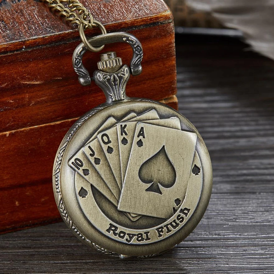 Royal Flush Poker Card Quartz Pocket Watch Large 4.5cm Diameter Fob Watches  Retro Pocket Watch (kwt2197) - Buy Pocket Watch,Royal Flush Poker Card