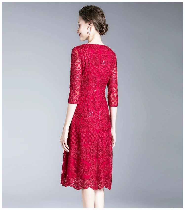 Top Quality Dress Breathable Mesh Flower Luxury Embroider Dress Plus