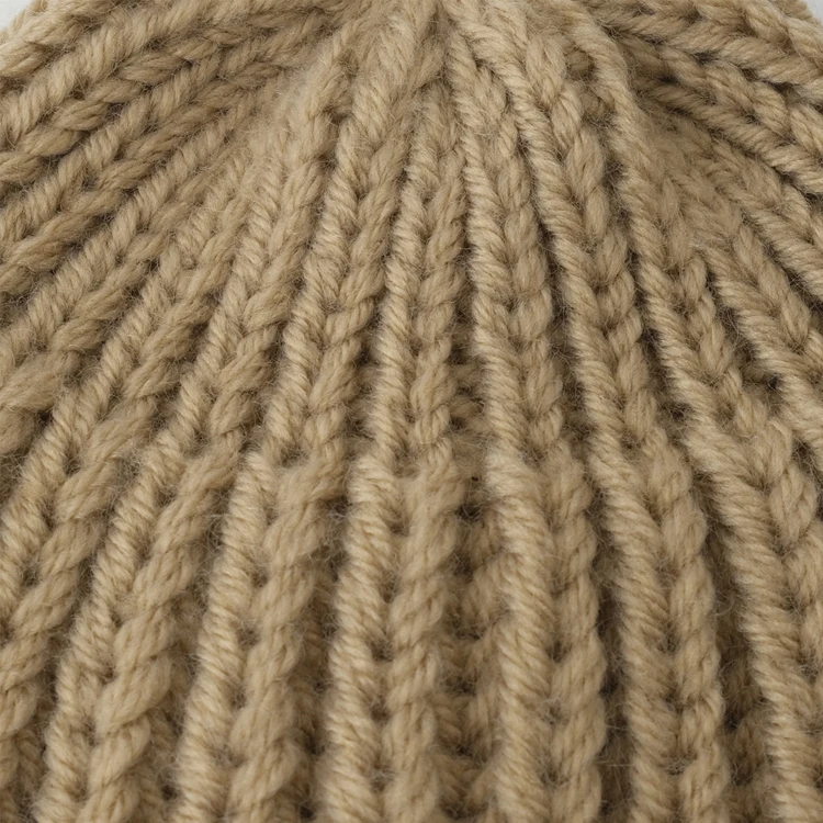 Wholesale Custom Wool Adult Beanie Hat Knitted Fitted Design with Leather Patch 3D Embroidery Technique