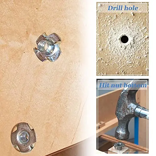 Оцинкованная гайка M8 Furniture Four Claw Tee Nut