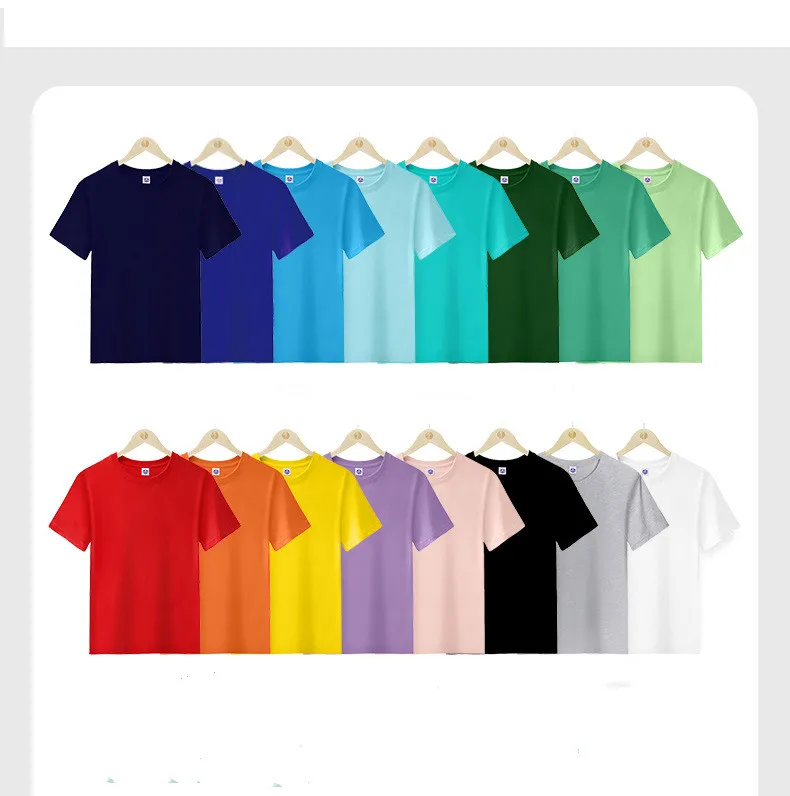 Custom 100% cotton Solid Color Breathless Short Sleeve O-Neck for Women and Men's shirts