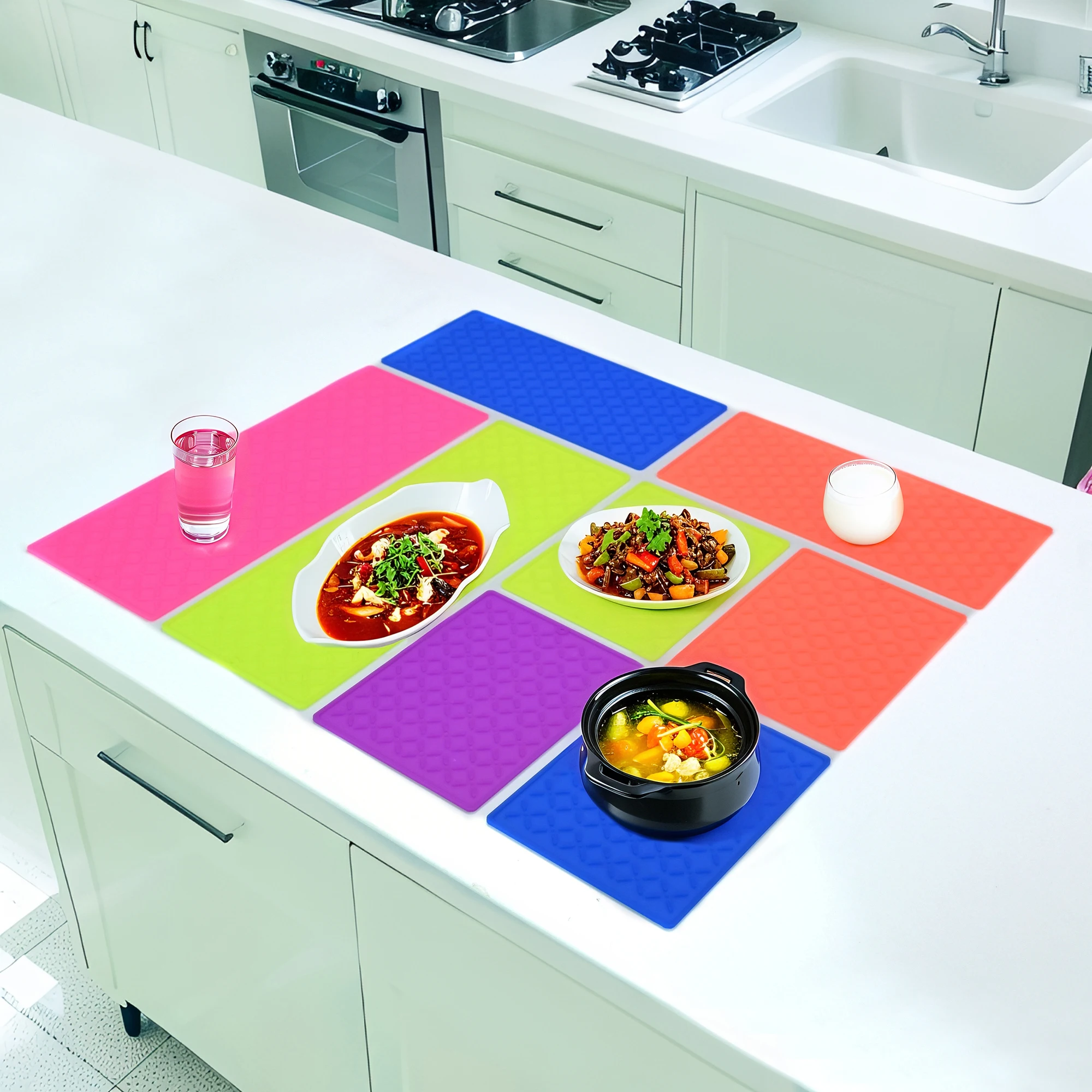 2024 Kitchen Dish Heat Resistant Pad Supplies Silicone Draining Mat Coffee Counter Faucet Mat Silicone Sink Drying Mat