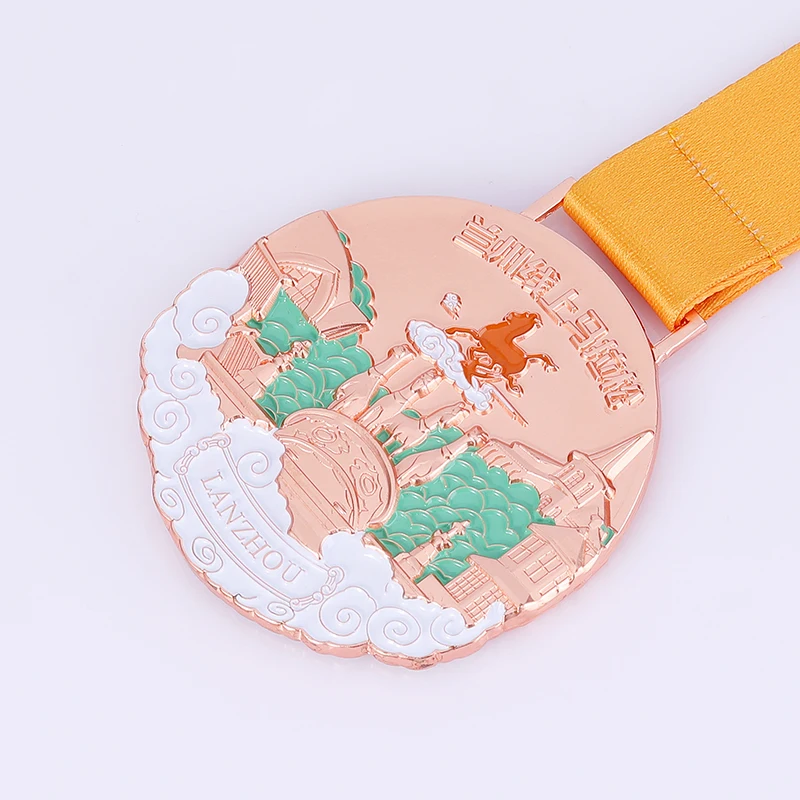 Custom metal medal cycling football competition champions league gold bling sports medals with ribbon