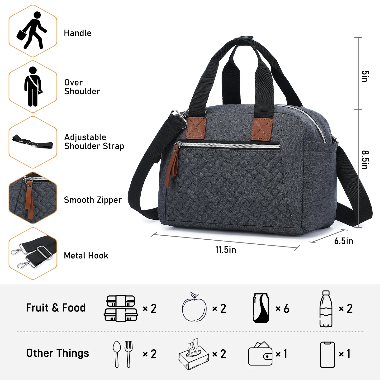 LOVEVOOK 2022 Reusable Cooler Tote Shoulder Bag Ladies Insulated Lunch Box for Office Work School Picnic Men Women Lunch Bags