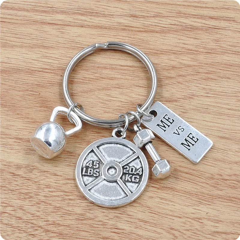 Portachiavi Fitness Con Mini Manubrio In Metallo – Ciondolo Per Chiavi Auto, Borsa, Zaino – Regalo Per Palestra