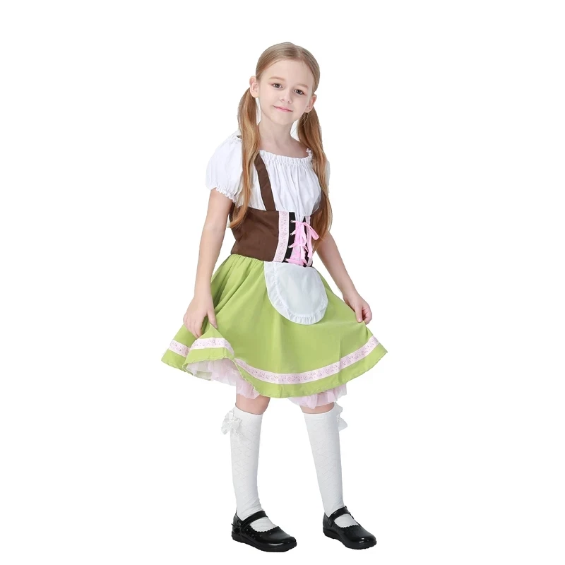K412 Deluxe Oktoberfest Beer Maid Dress Up Heidi Costume Bavarian German Dirndl 