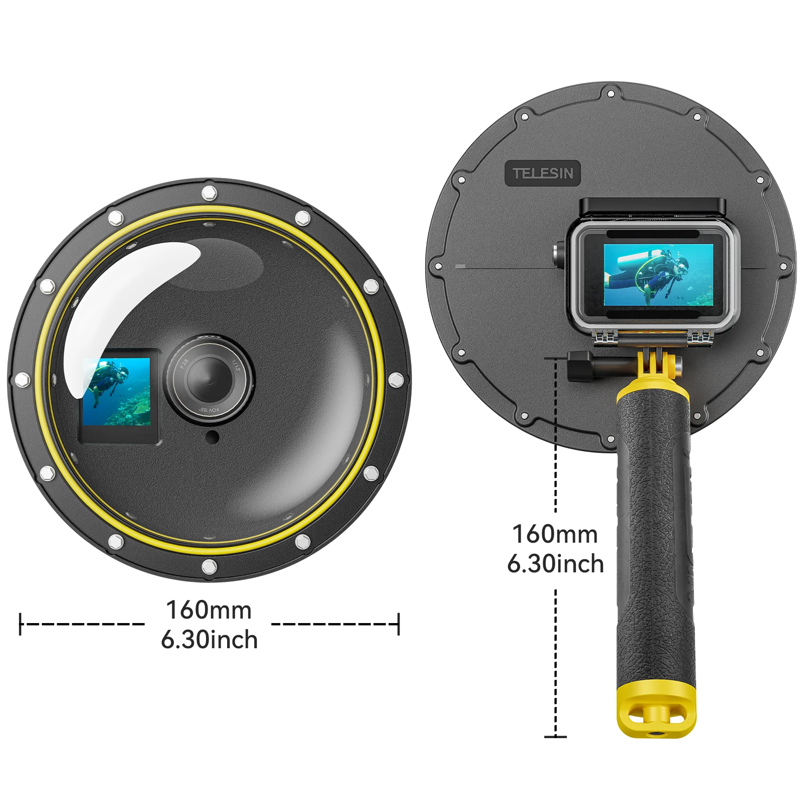 Telesin DJI Osmo Action Waterproof Dome Port 45M Diving