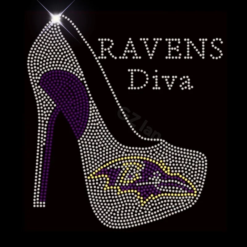 Baltimore Ravens Custom Rhinestone Transfers Hotfix Sport Team Football Motif Crystal Rhinestone Iron on Transfer