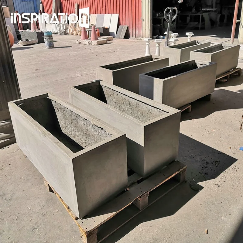 15 Year GFRC Planters Manufacturer Customized Concrete Trough Commercial GRC Planter Box