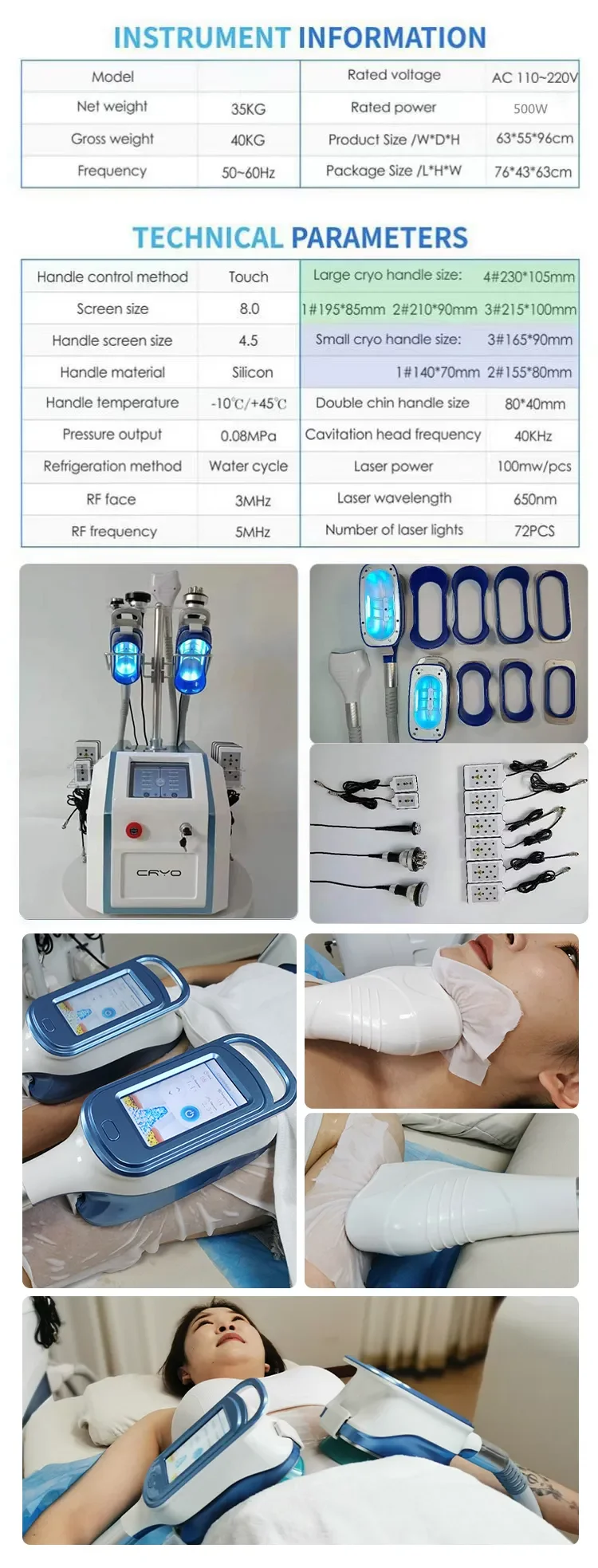 <p data-pm-slice="1 1 []">The <strong>360° Cryolipolysis and Body Sculpting Machine</strong> combines controlled cooling with multiple aesthetic technologies in one professional system. Equipped with large and medium cryolipolysis heads, a 40 kHz ultrasonic cavitation handle, 6-polar body RF, face RF, and eight large lipo laser pads, it gives beauty salons, med spas, and aesthetic clinics a versatile platform for body contouring and skin-firming service programs.</p> Featuring an 8-inch touchscreen, this multifunction aesthetic machine supports a more organized treatment workflow while helping businesses expand their body and facial treatment menus without purchasing separate devices for each modality. 360° Cryolipolysis and Body Sculpting Machine with Cavitation RF & Lipo Laser