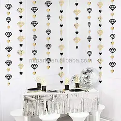 Комплект из 2 предметов, на вечеринке для помолвки, свадьбы, дня рождения, вечеринки, украшения бриллиант в форме сердца висит баннер с блестками металлизированной бумаге гирлянда